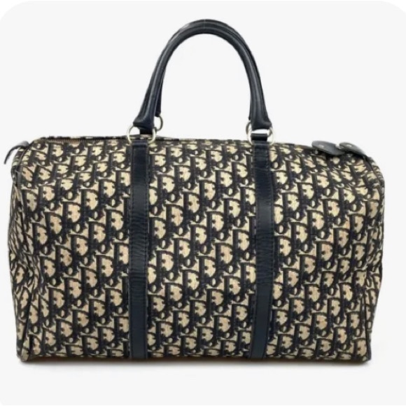 Vintage Dior Navy Trotter Boston Satchel 2 Way Handbag/Weekender XL - Picture 8 of 12
